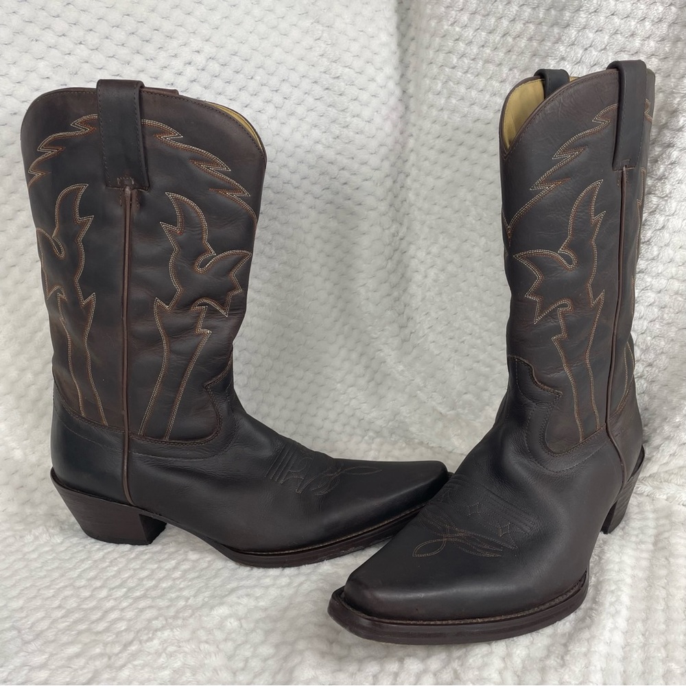 🔥Nomi Leather Cowboy Cowgirl Western Boots Brown Pointed Toe Size 9D (unisex)